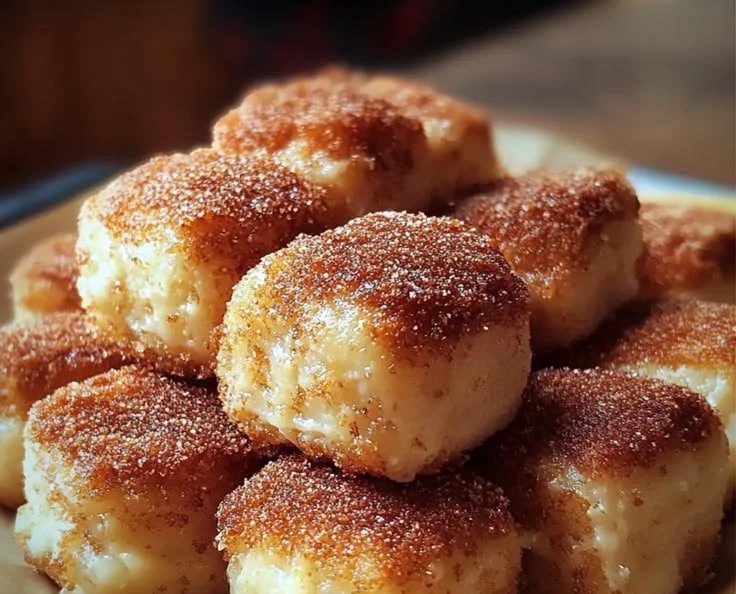 Indulgent cinnamon sugar biscuit bites served on a plate