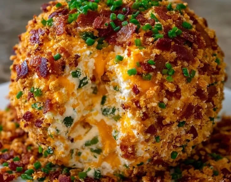 Delicious Jalapeno Popper Cheese Ball appetizer ready for serving