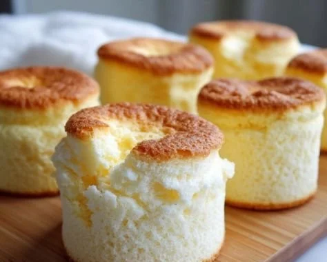 Delicious Japanese Cotton Cheesecake Cupcakes on a plate