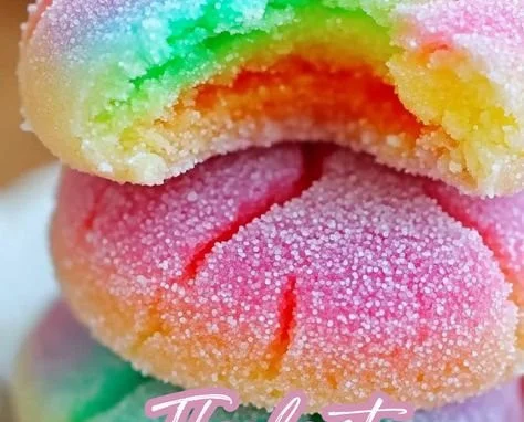 Colorful plate of soft and chewy Jello sugar cookies