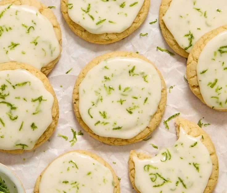 Freshly baked Key Lime Cookies with a zesty lime flavor on a plate