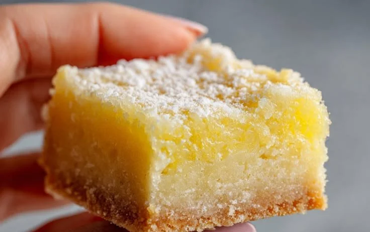 Delicious lemon custard dessert bars topped with whipped cream and lemon zest.