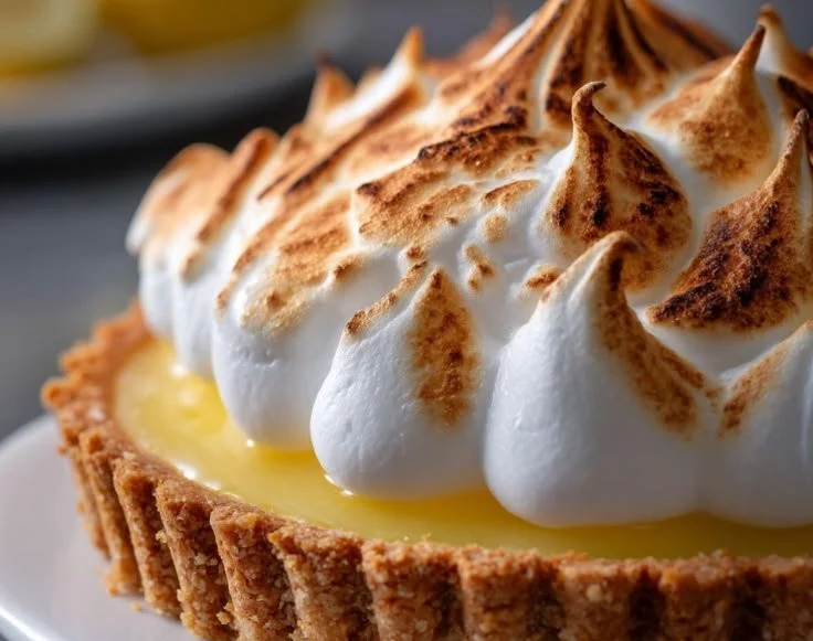 Delicious Lemon Meringue Tart with golden meringue topping and citrus filling