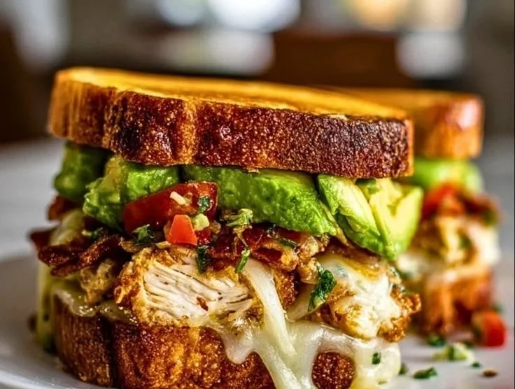 Loaded Chicken Avocado Sandwich with fresh ingredients and toppings