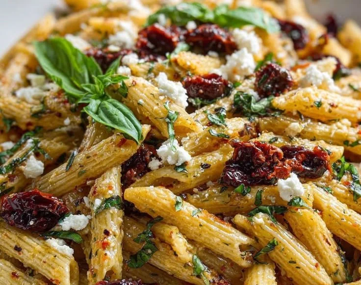 Delicious Mediterranean pasta recipe featuring fresh ingredients