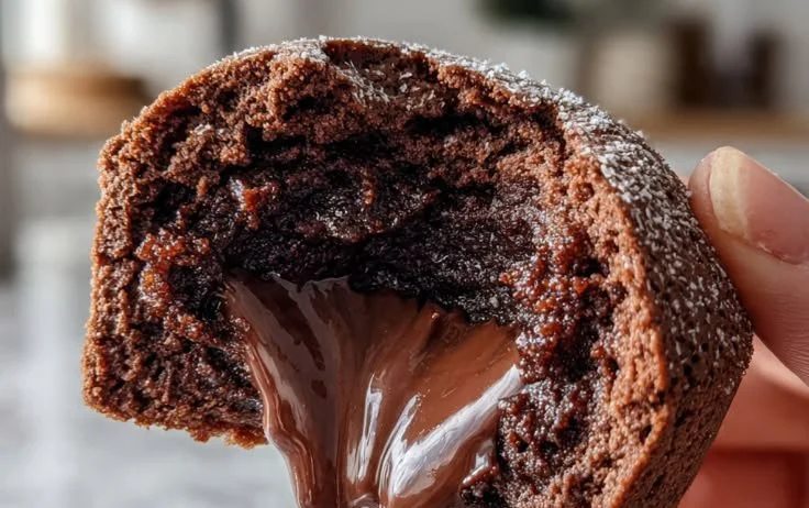 Mini pancake bites with molten chocolate center on a plate