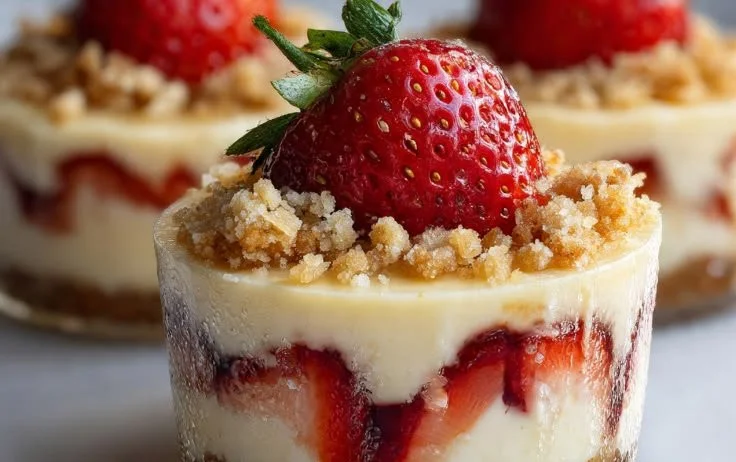 Miniature cheesecake cups served on a dessert platter