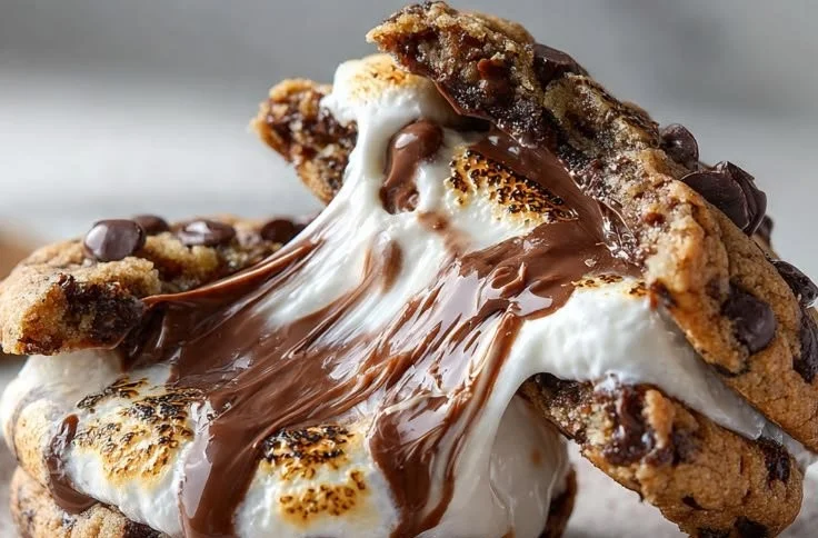 Delicious homemade Nutella cookies with gooey marshmallows for a sweet treat