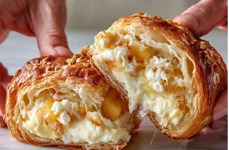 Delicious Peach Cream Croissant Rolls fresh out of the oven