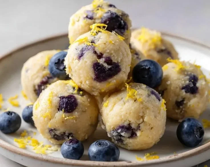 Protein-packed lemon blueberry cottage cheese bites on a plate
