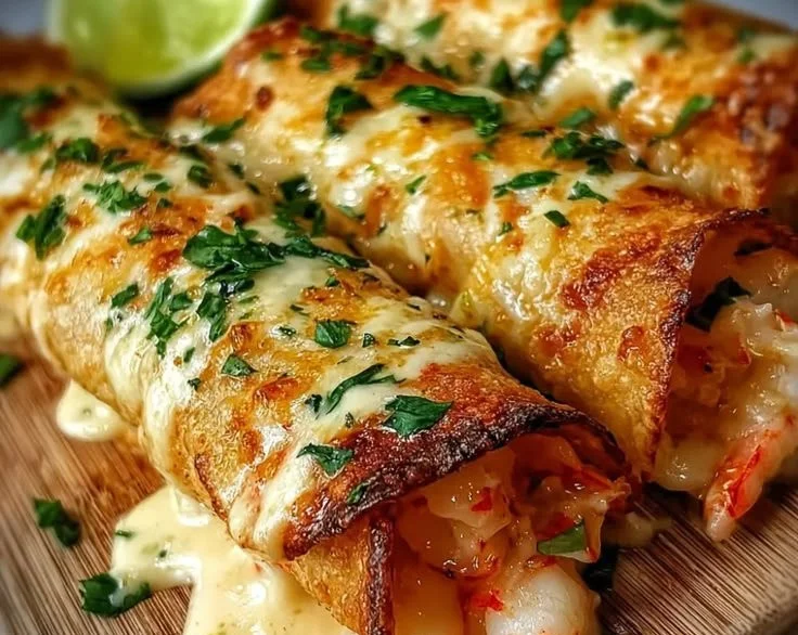Delicious homemade seafood taquitos served with dipping sauce