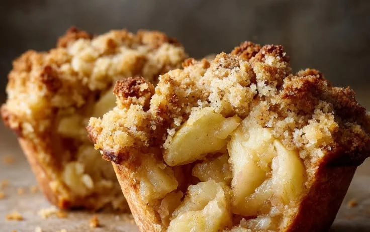 Single-serve apple crumble cups topped with oats and cinnamon