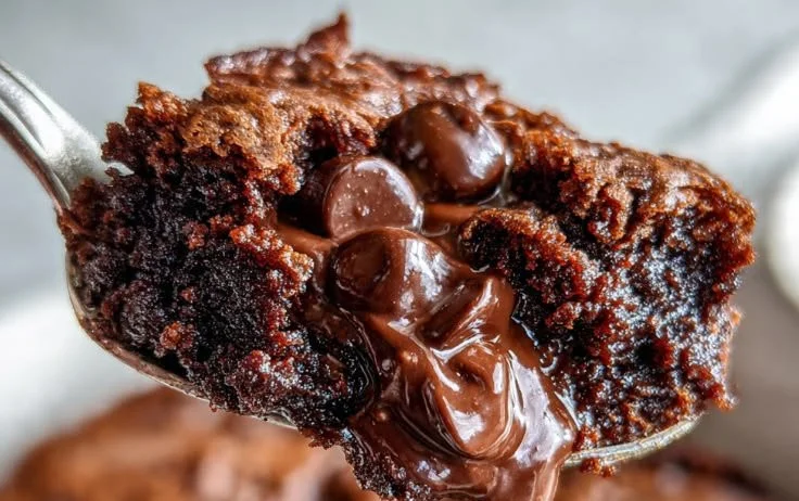 Deliciously gooey Skillet Brownie served warm from a cast iron skillet