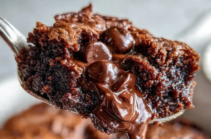 Delicious skillet triple chocolate brownies fresh out of the oven