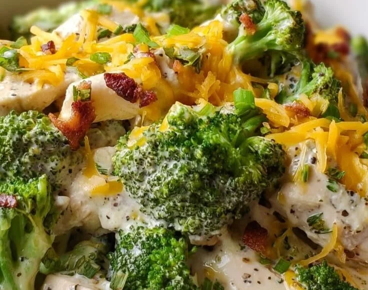 Slow Cooker Loaded Broccoli Chicken dish with vibrant vegetables and tender chicken