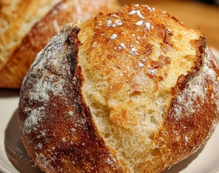 Crispy and golden sourdough discard French bread fresh out of the oven.