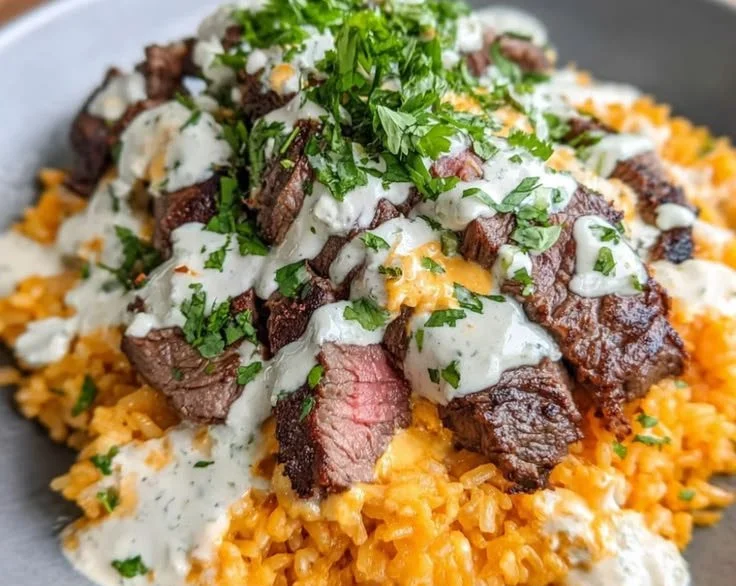 Delicious Steak and Queso Rice Bowl recipe with vibrant ingredients