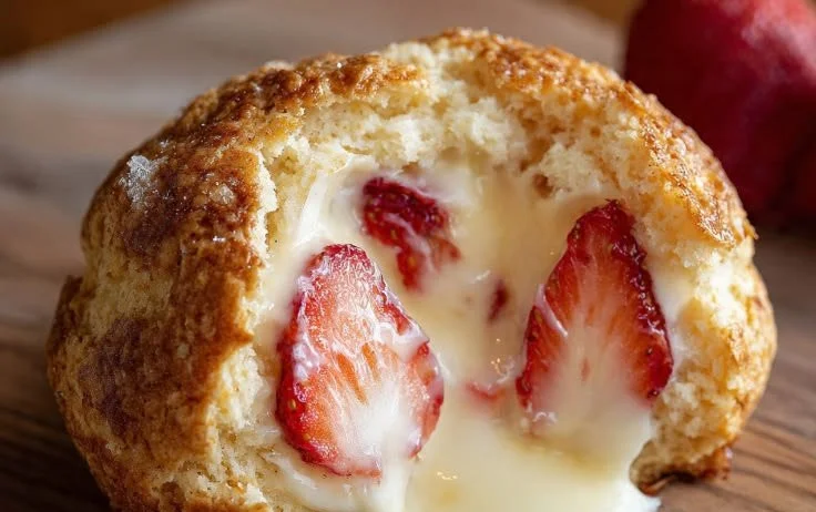 Delicious strawberry biscuit bombs ready to enjoy as a sweet dessert.