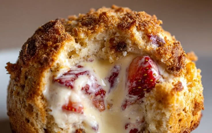Delicious strawberry filled biscuit bombs ready to be enjoyed.