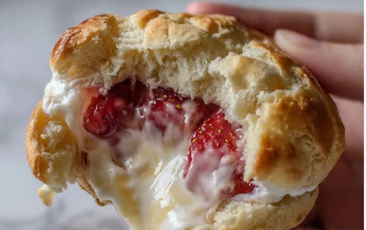 Delicious homemade strawberry ice cream cake decorated with fresh strawberries