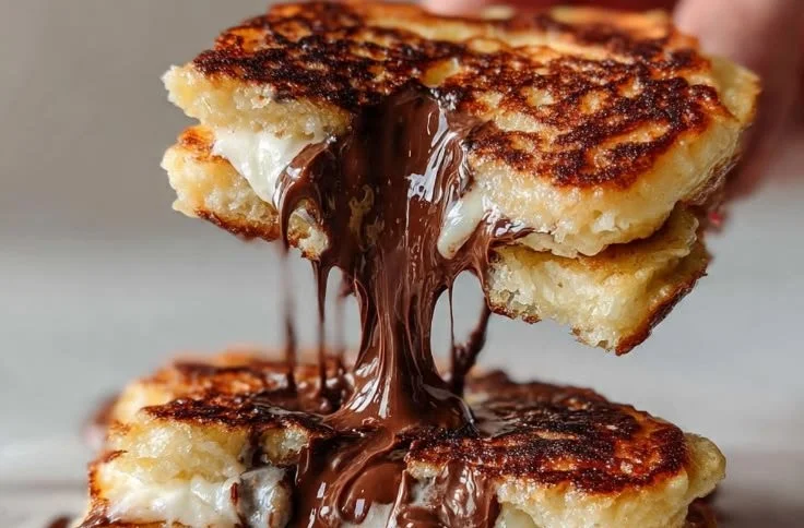 Delicious tiny chocolate pancake bites stacked on a plate