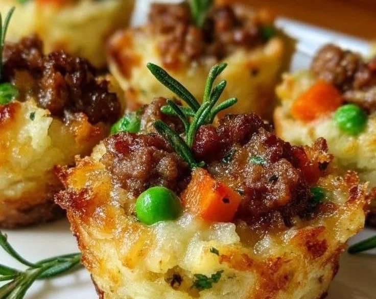 Delicious tiny Shepherd's Pie Bites served on a plate