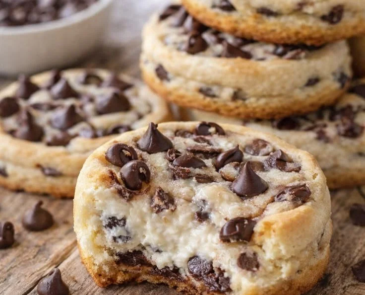 Delicious chocolate chip cheesecake cookies on a plate