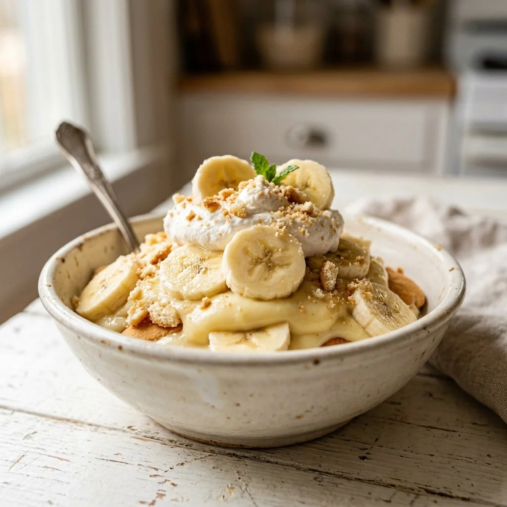 Delicious homemade banana pudding with layers of bananas and vanilla wafers