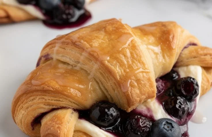 Delicious blueberry cream cheese pastry fresh out of the oven