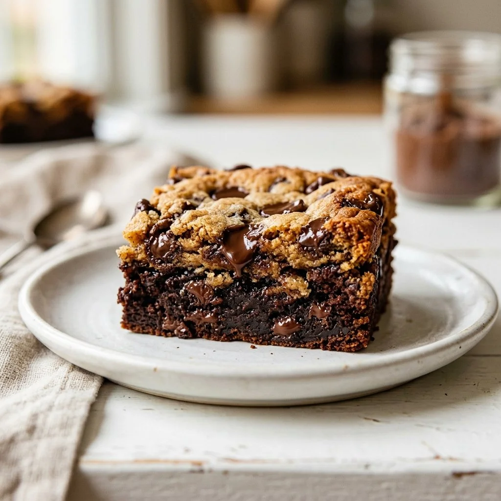 Delicious homemade Brookies combining brownies and cookies in one dessert