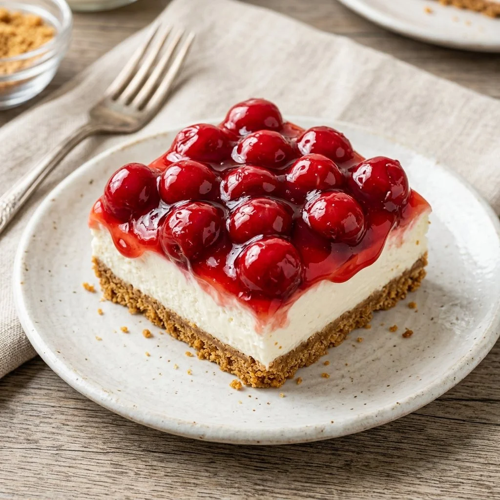 Delicious Cherry Yum Yum dessert served in a glass dish