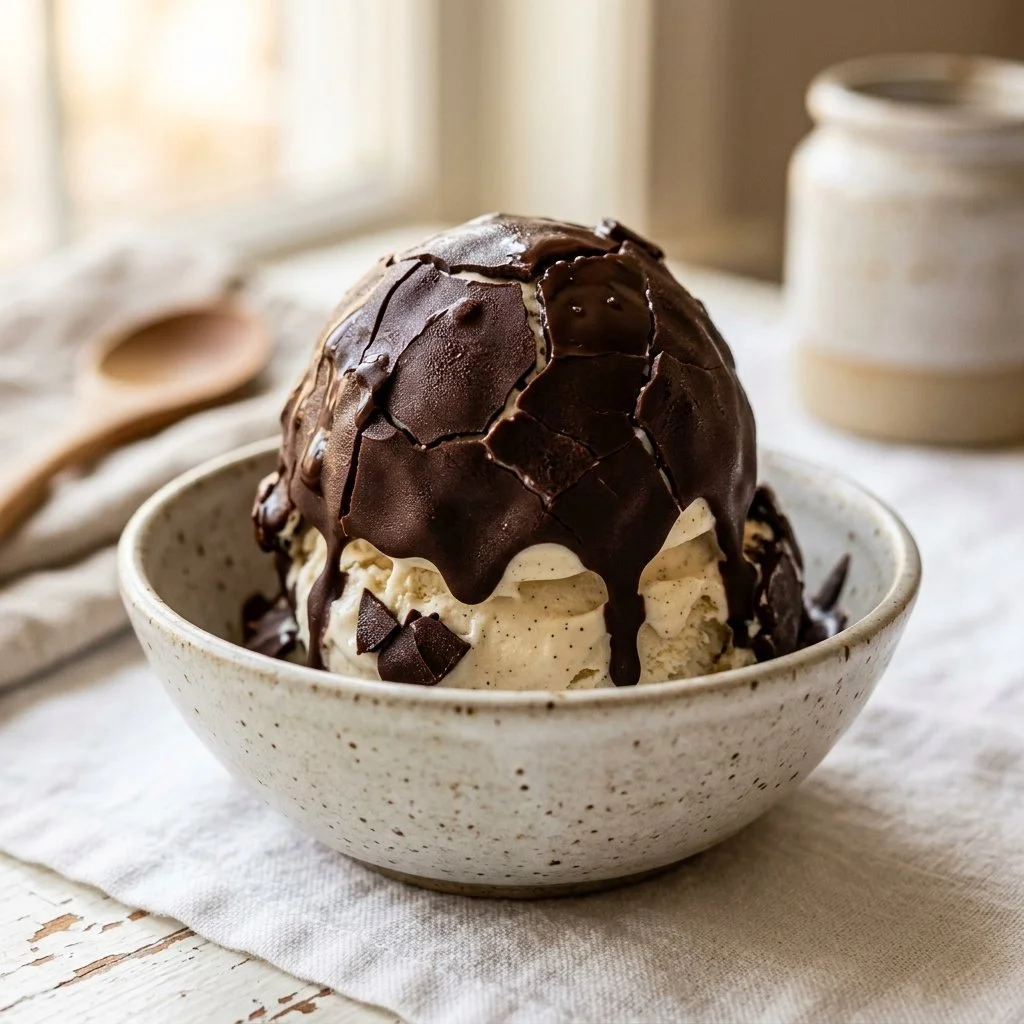 Delicious Chocolate Magic Shell topping drizzled over ice cream