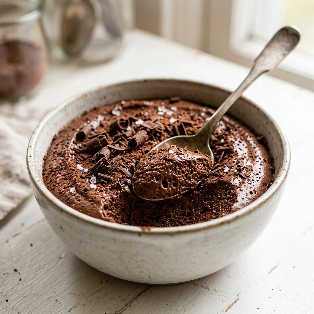 Delicious chocolate mousse dessert in a stylish glass