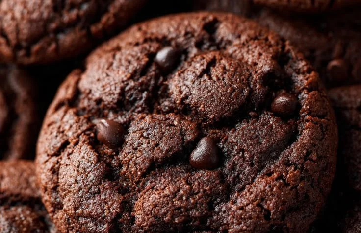 Freshly baked chocolate muffin cookies with chocolate chips