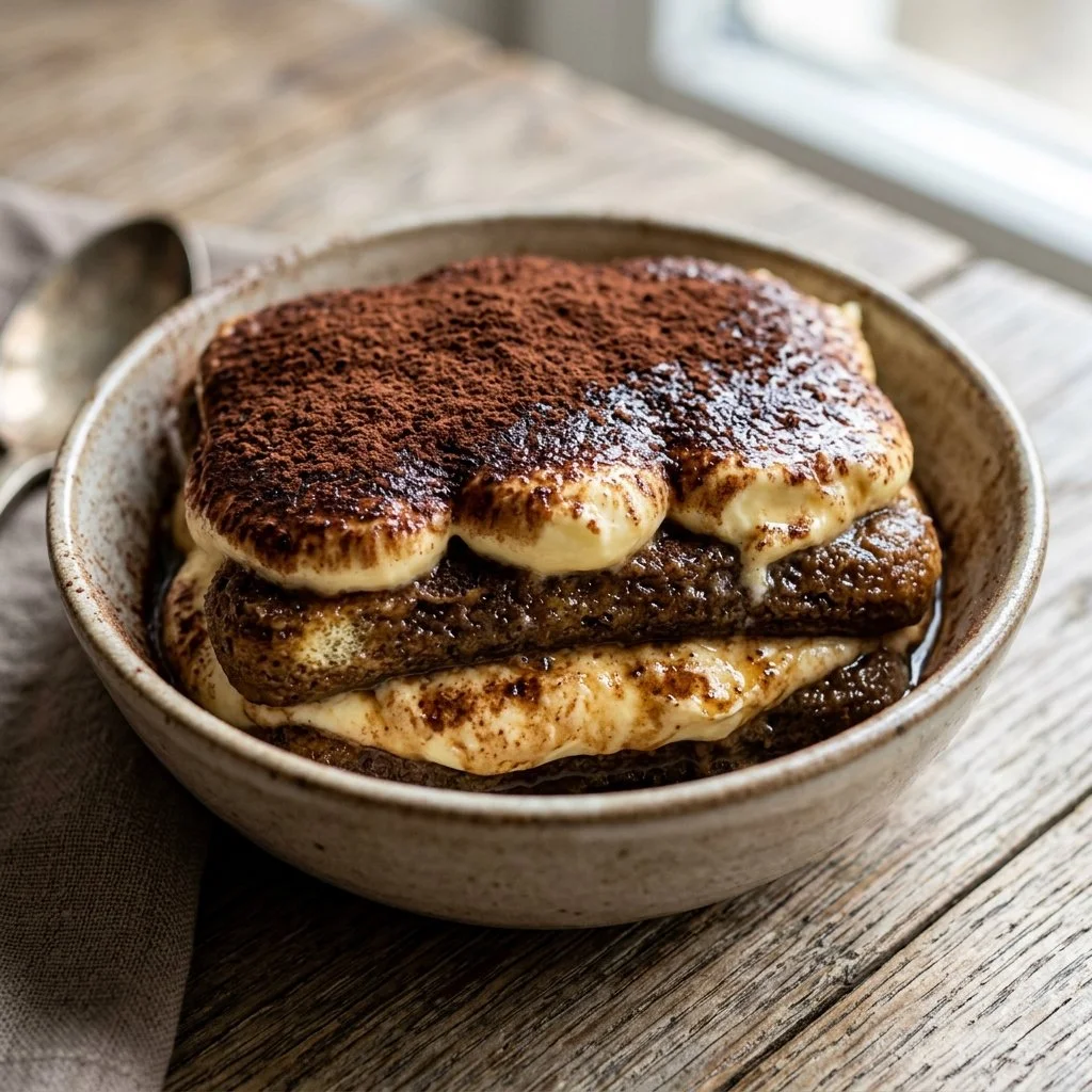 Classic tiramisu dessert with coffee-soaked ladyfingers and mascarpone cream