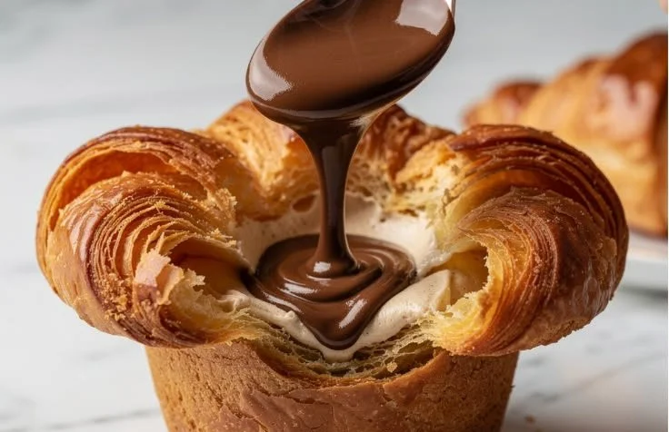 Espresso Chocolate Croissant Cups with rich chocolate filling