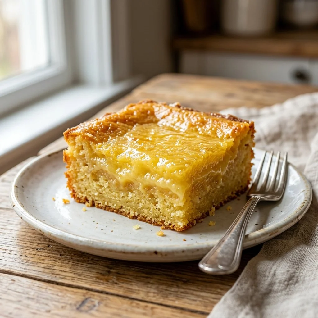 Delicious slice of Gooey Butter Cake with a rich and creamy texture