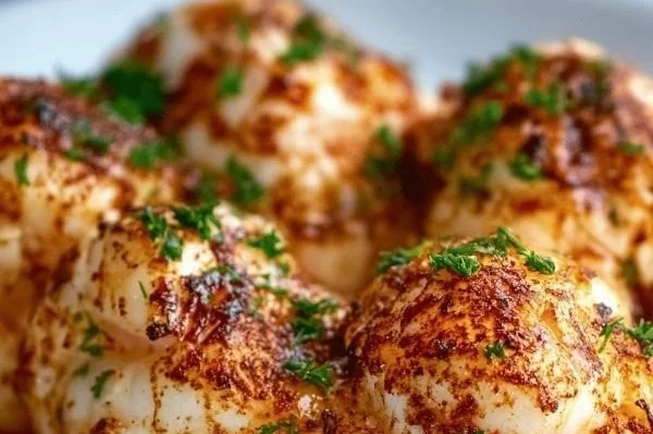 Lobster and Crab Butter Bombs served on a plate with herbs.