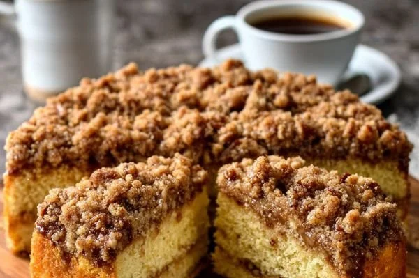 Slice of Maple Streusel Cake with Browned Butter on a plate