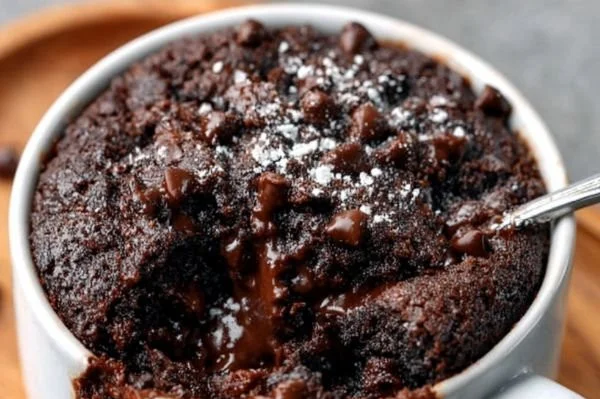 Delicious Mug Brownie served in a ceramic mug, perfect for quick dessert cravings.