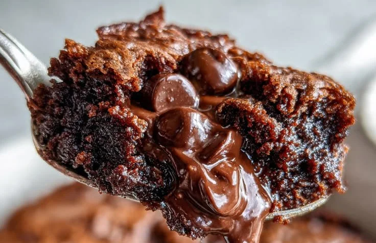 Delicious skillet brownie fresh out of the oven, served in a cast-iron skillet.