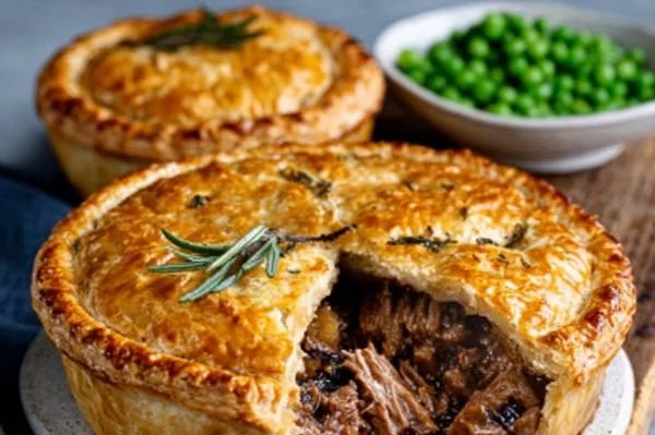 Delicious Spring Herb and Garlic Lamb Pies served on a rustic plate