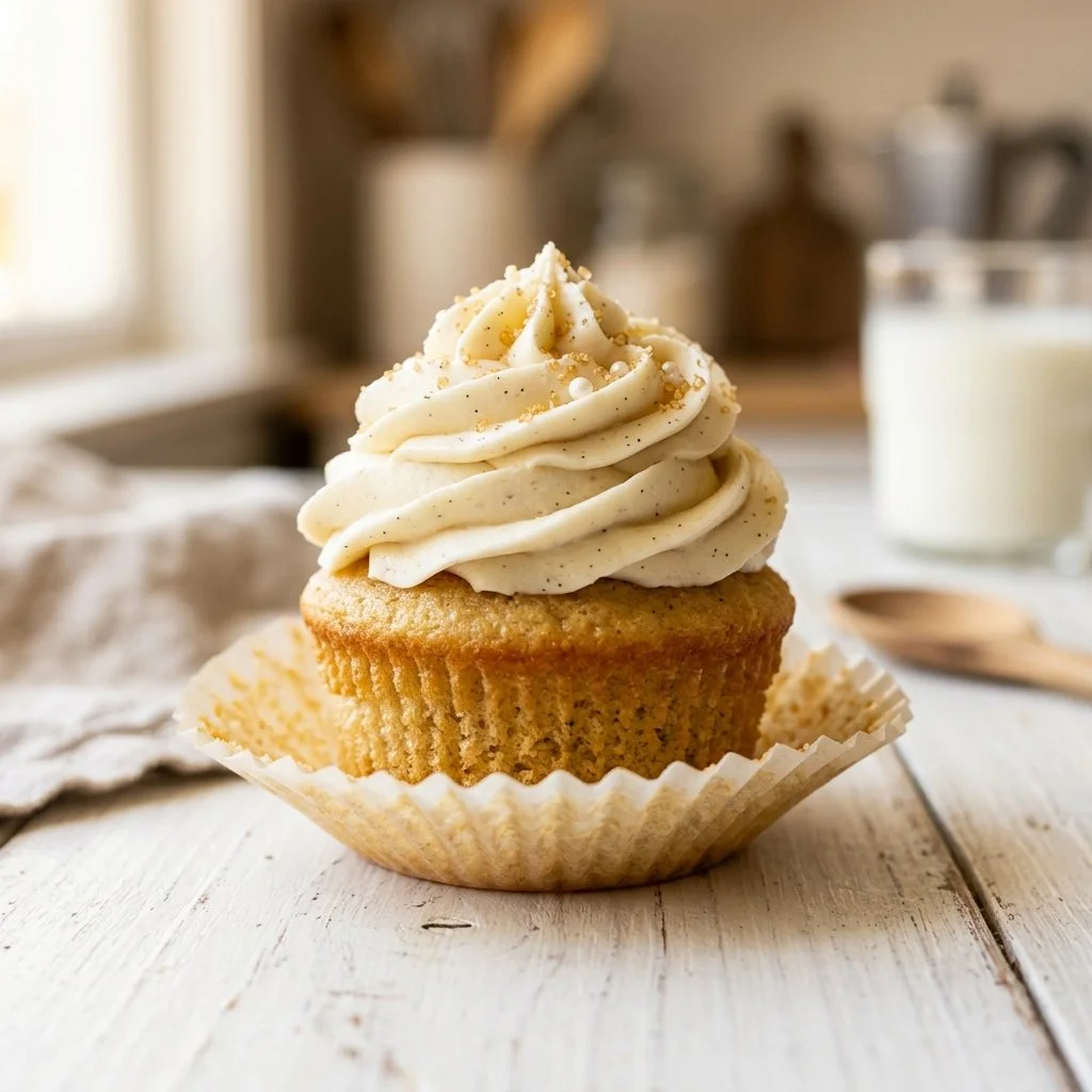 Delicious vanilla cupcakes on a decorative platter, perfect for any celebration