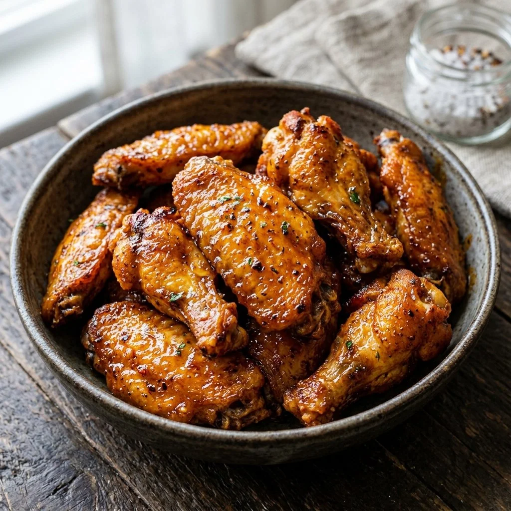Delicious crispy air fryer chicken wings served on a plate