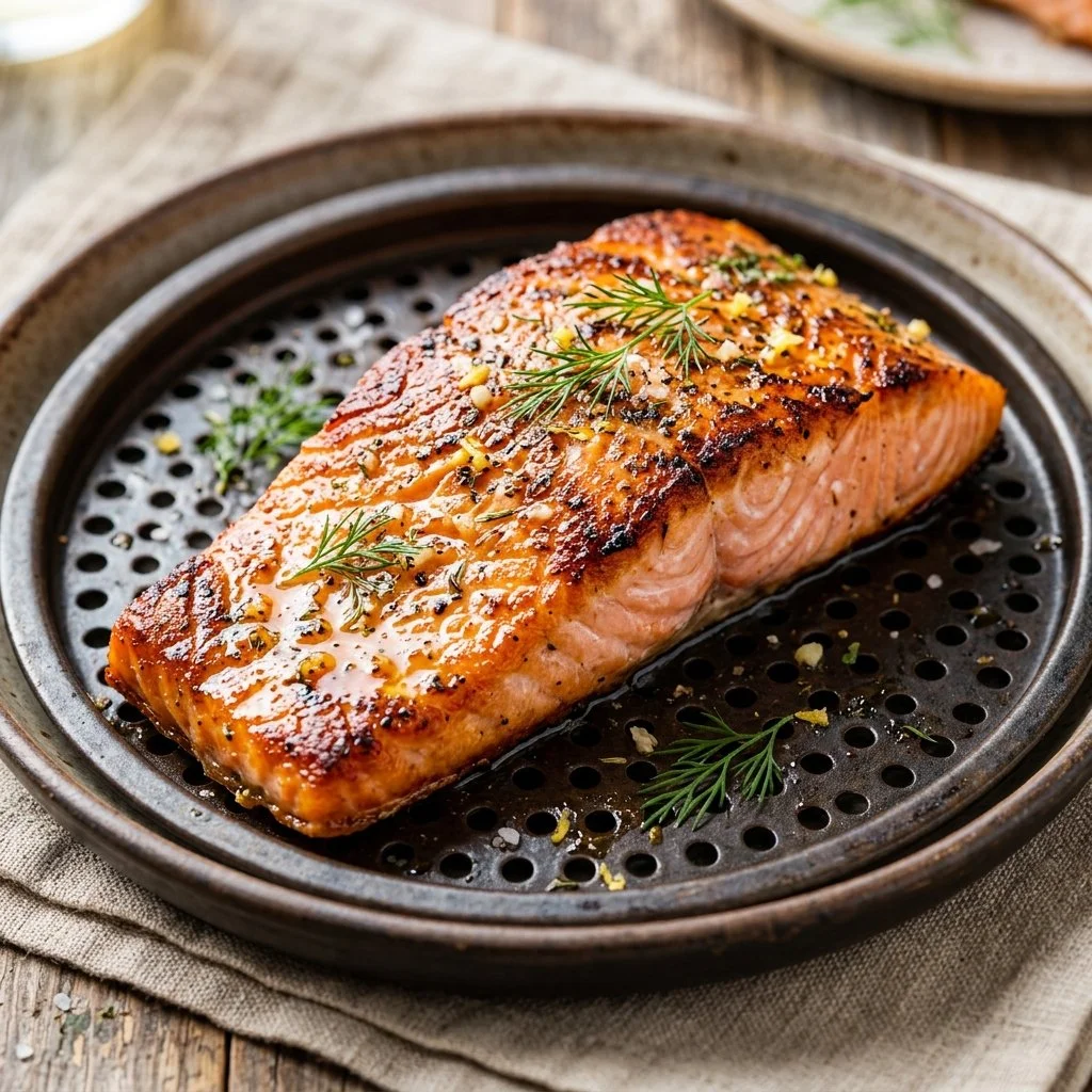 Delicious Air Fryer Salmon cooked to perfection.