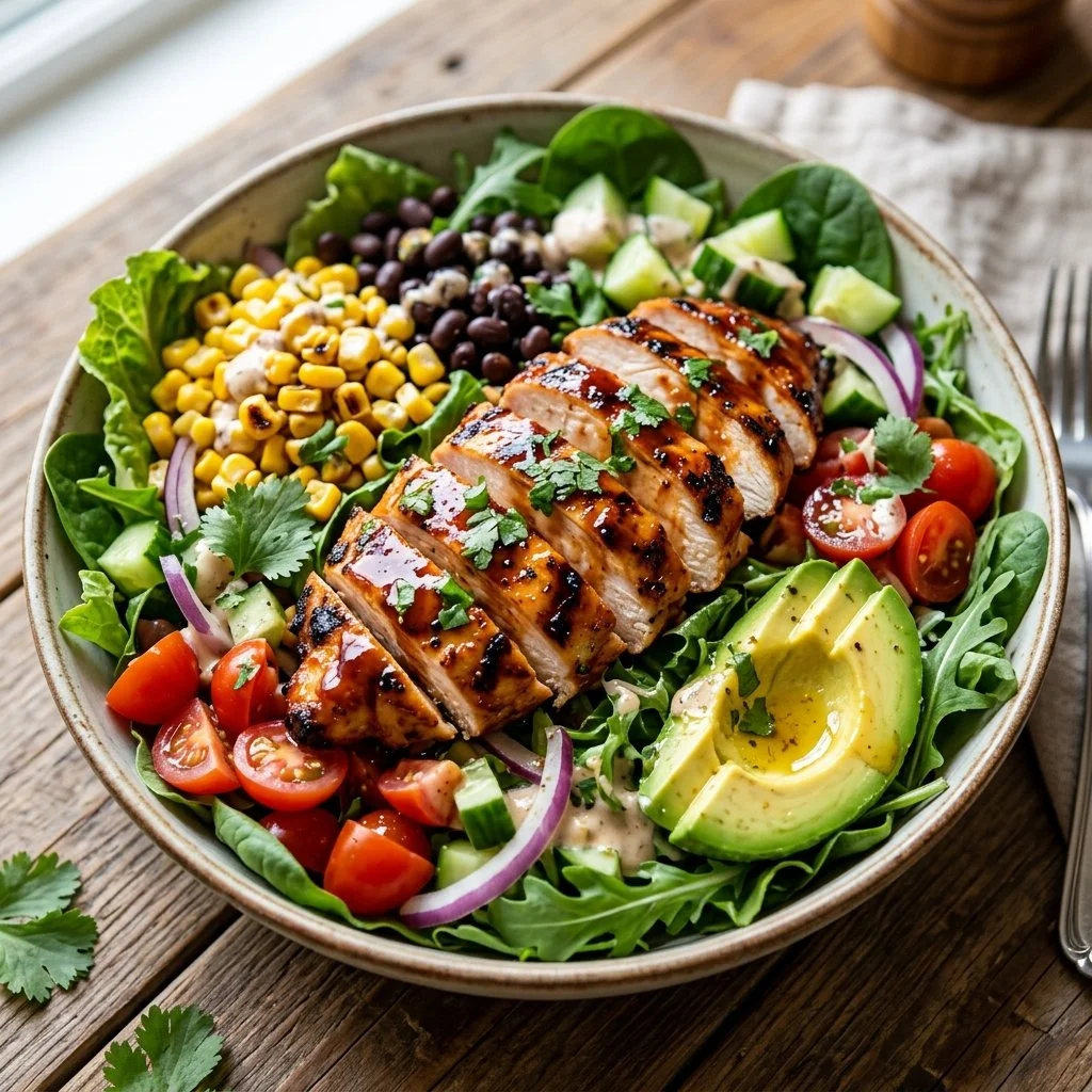 Delicious BBQ Chicken Salad with fresh ingredients and vibrant colors