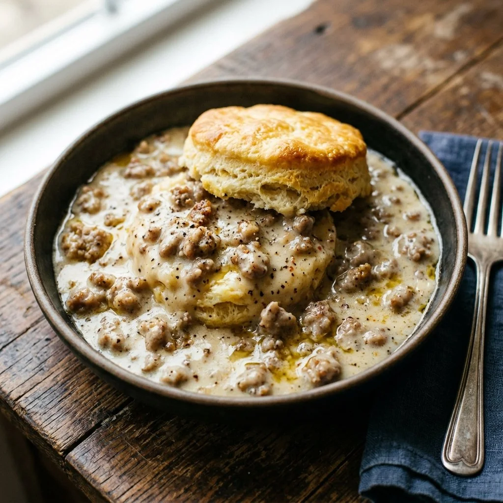 Delicious biscuits served with creamy sausage gravy.