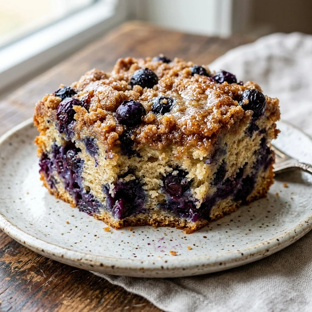 Delicious Blueberry Coffee Cake fresh from the oven, perfect for serving with coffee.