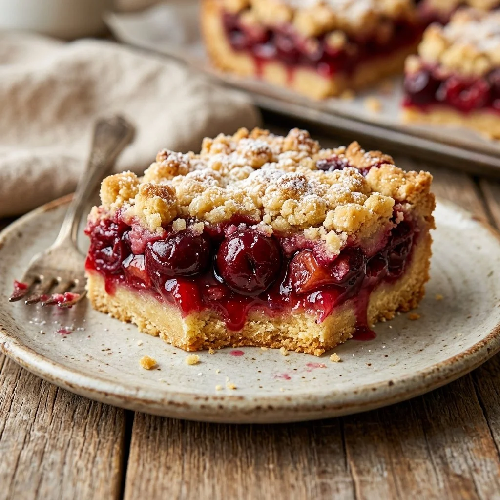 Delicious Cherry Pie Bars with a flaky crust and rich cherry filling