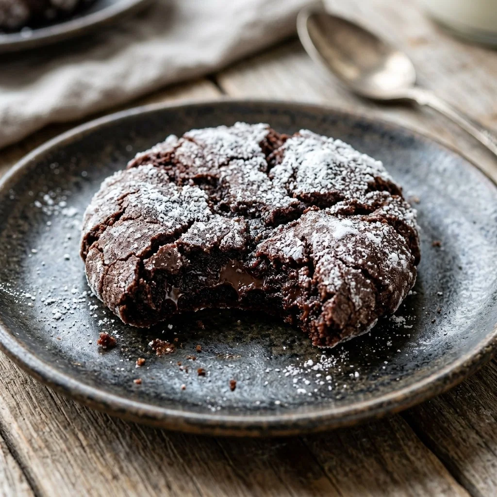 Delicious Chocolate Crinkle Cookies coated in powdered sugar